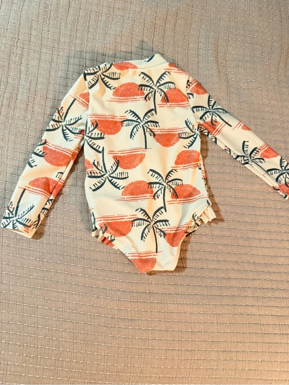 Carter’s Long-Sleeve Rash Guard Swimsuit in Coral Palm